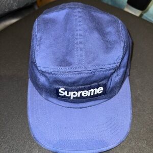 Rare Supreme Navy Blue Five-Panel Cap Leather Strap